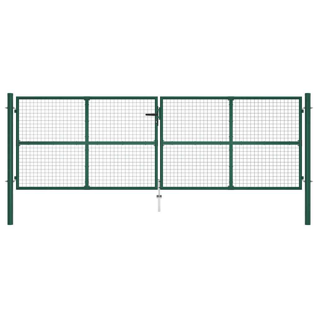 Vrtna mrežasta vrata od čelika 400x125 cm zelena