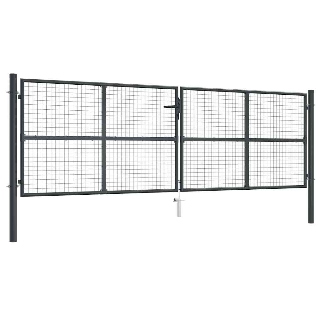 Vrtna vrata od mrežastog čelika 400x125 cm siva