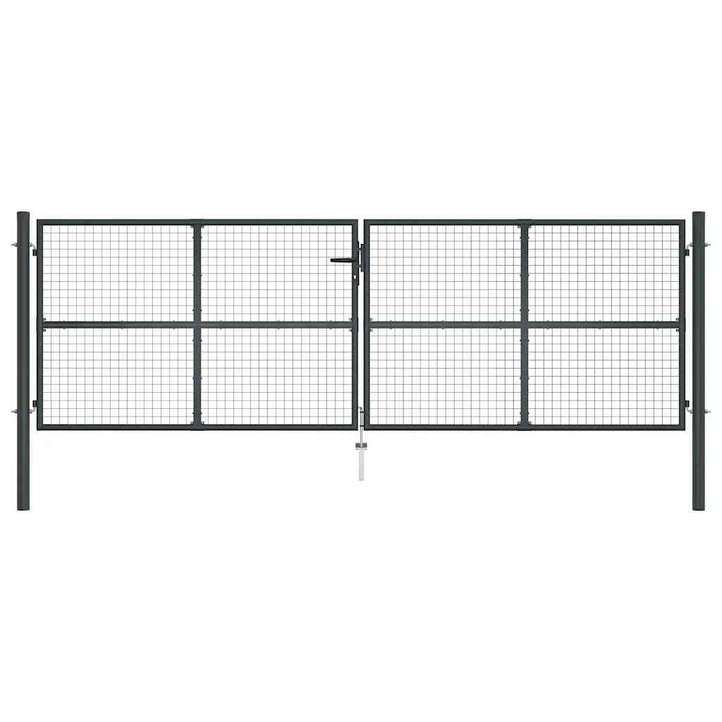 Vrtna vrata od mrežastog čelika siva 400x125 cm