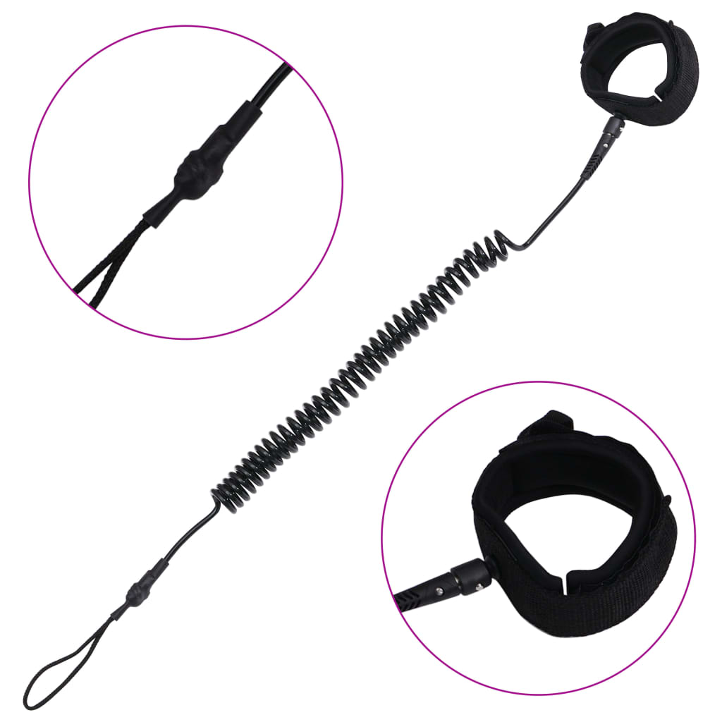 Spiralna vezica za SUP crna 25,4 cm