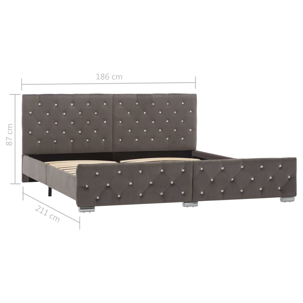 Okvir za krevet sivi baršunasti 180 x 200 cm