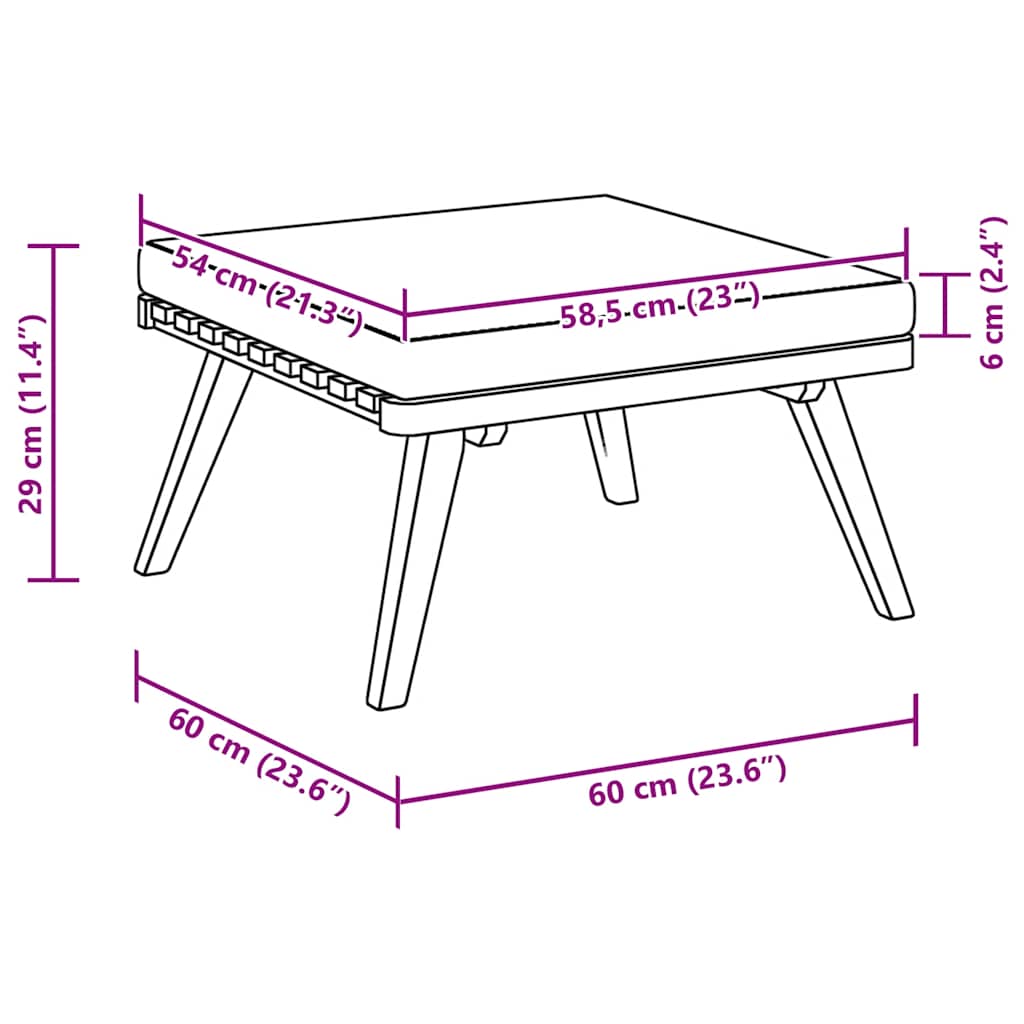Vrtni tabure s jastukom 60 x 60 x 29 cm masivno bagremovo drvo