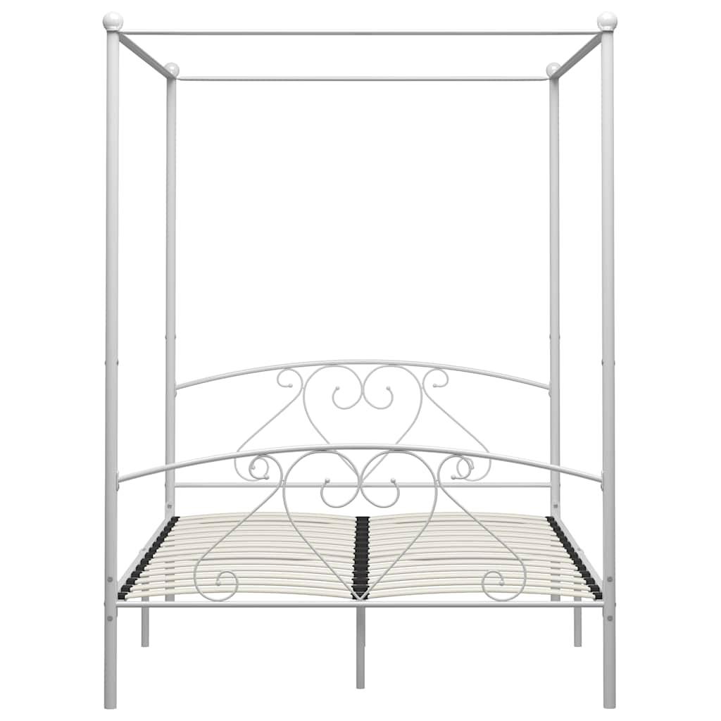 Okvir za krevet s nadstrešnicom bijeli metalni 160 x 200 cm