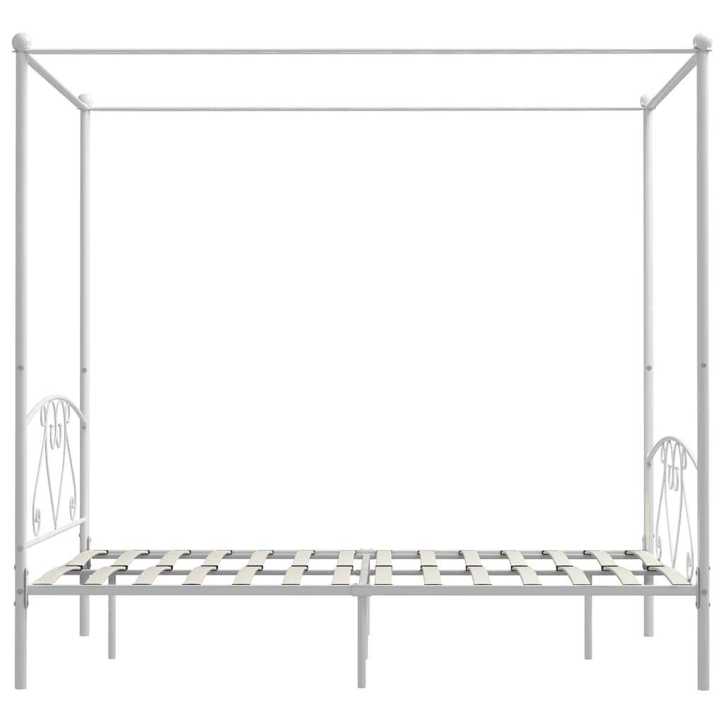 Okvir za krevet s nadstrešnicom bijeli metalni 160 x 200 cm