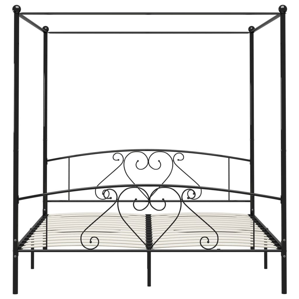 Okvir za krevet s nadstrešnicom crni metalni 180 x 200 cm