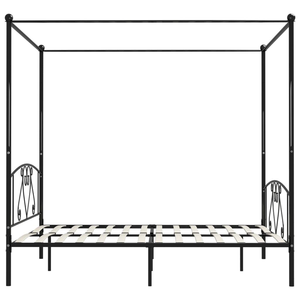 Okvir za krevet s nadstrešnicom crni metalni 180 x 200 cm