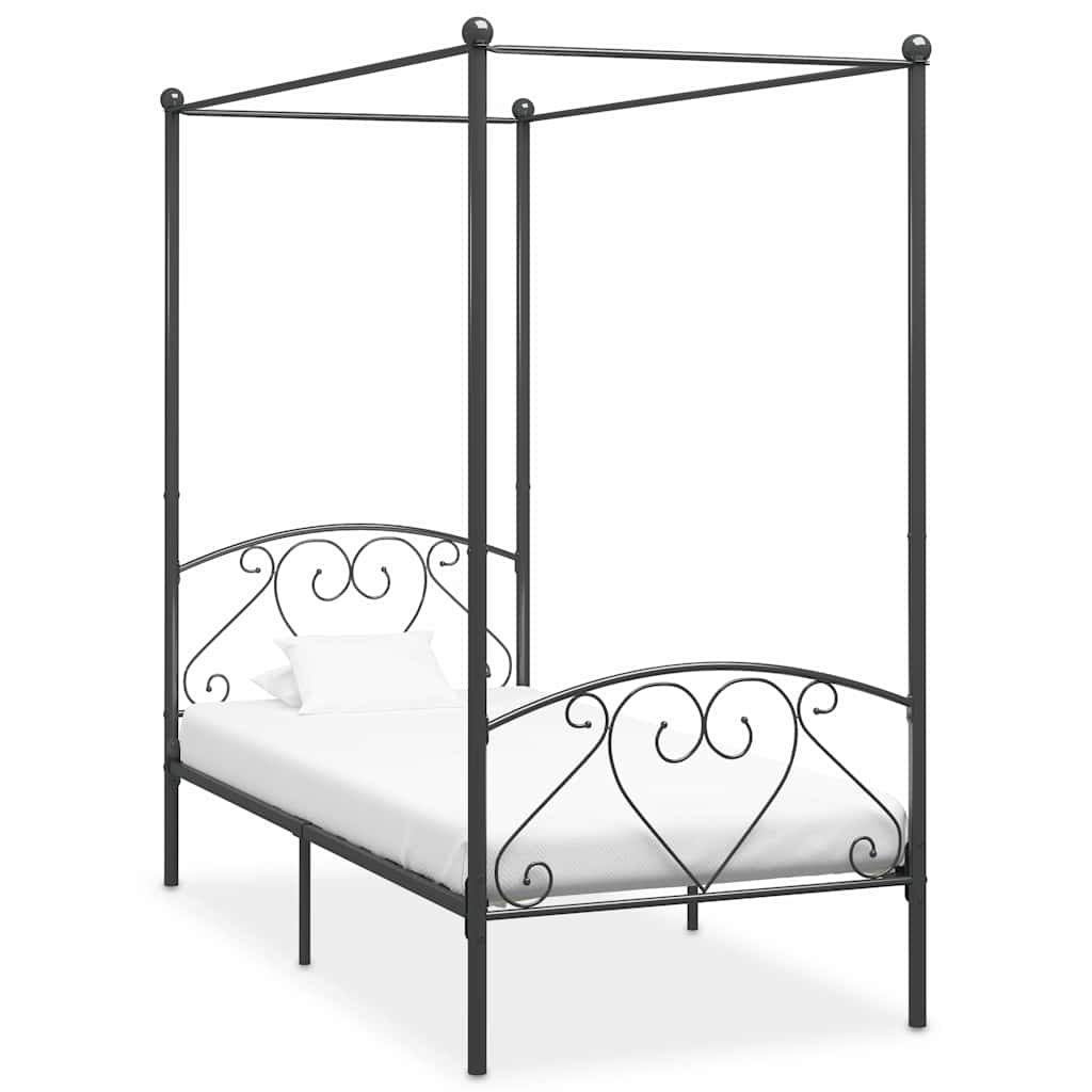 Okvir za krevet s nadstrešnicom sivi metalni 120 x 200 cm