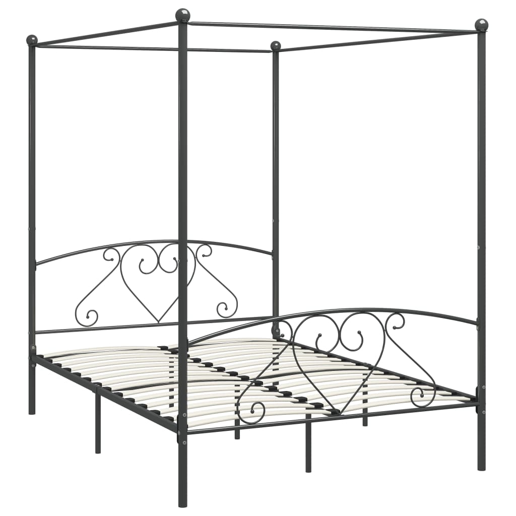 Okvir za krevet s nadstrešnicom sivi metalni 140 x 200 cm