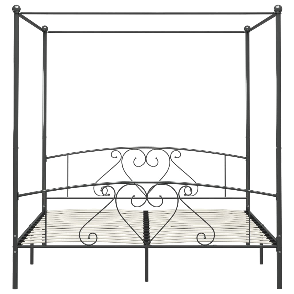 Okvir za krevet s nadstrešnicom sivi metalni 200 x 200 cm