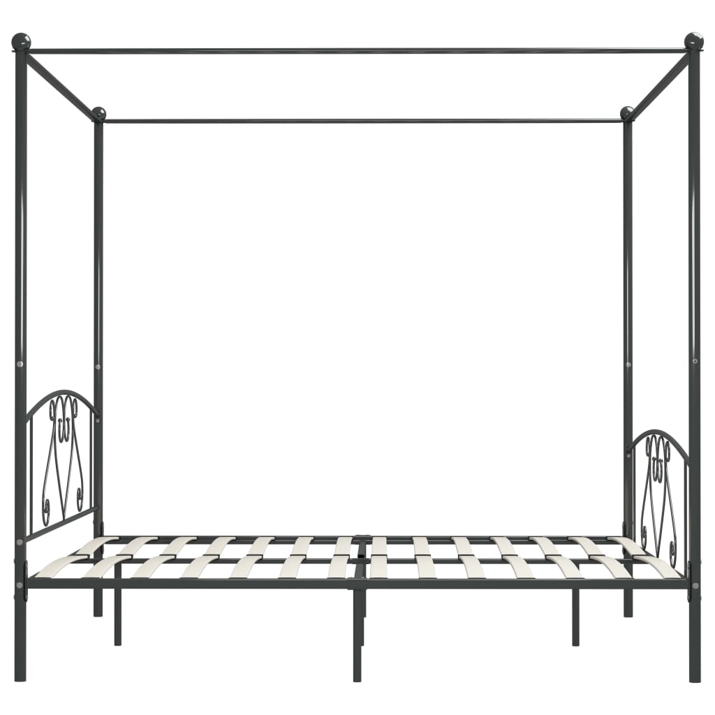 Okvir za krevet s nadstrešnicom sivi metalni 200 x 200 cm
