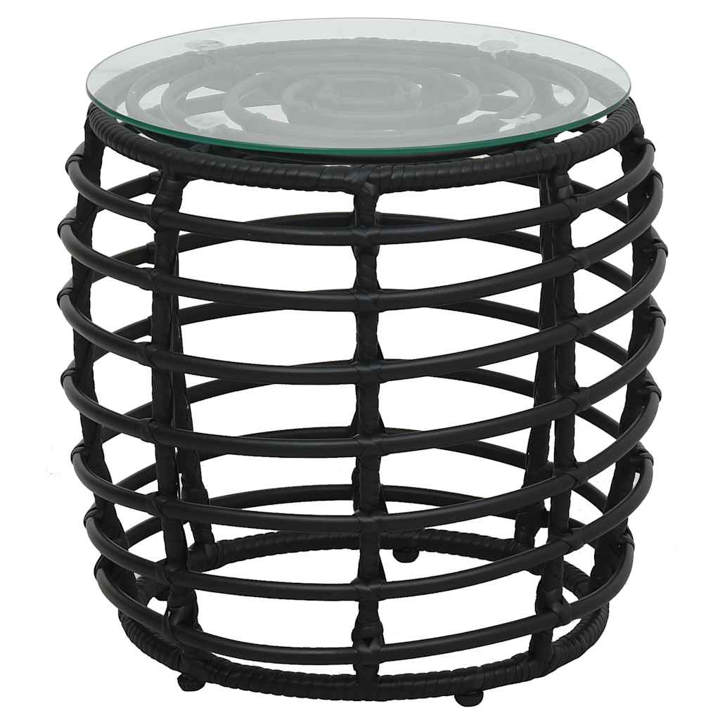 3-dijelni bistro set od poliratana crni