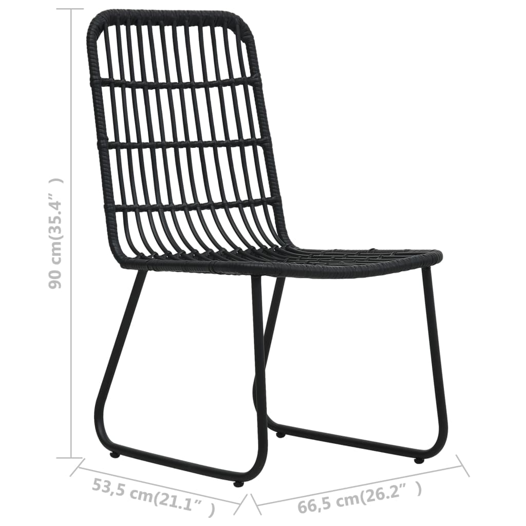 3-dijelni bistro set od poliratana crni