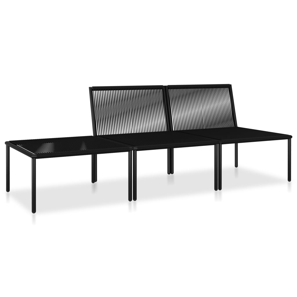 3-dijelna vrtna garnitura s jastucima crna PVC