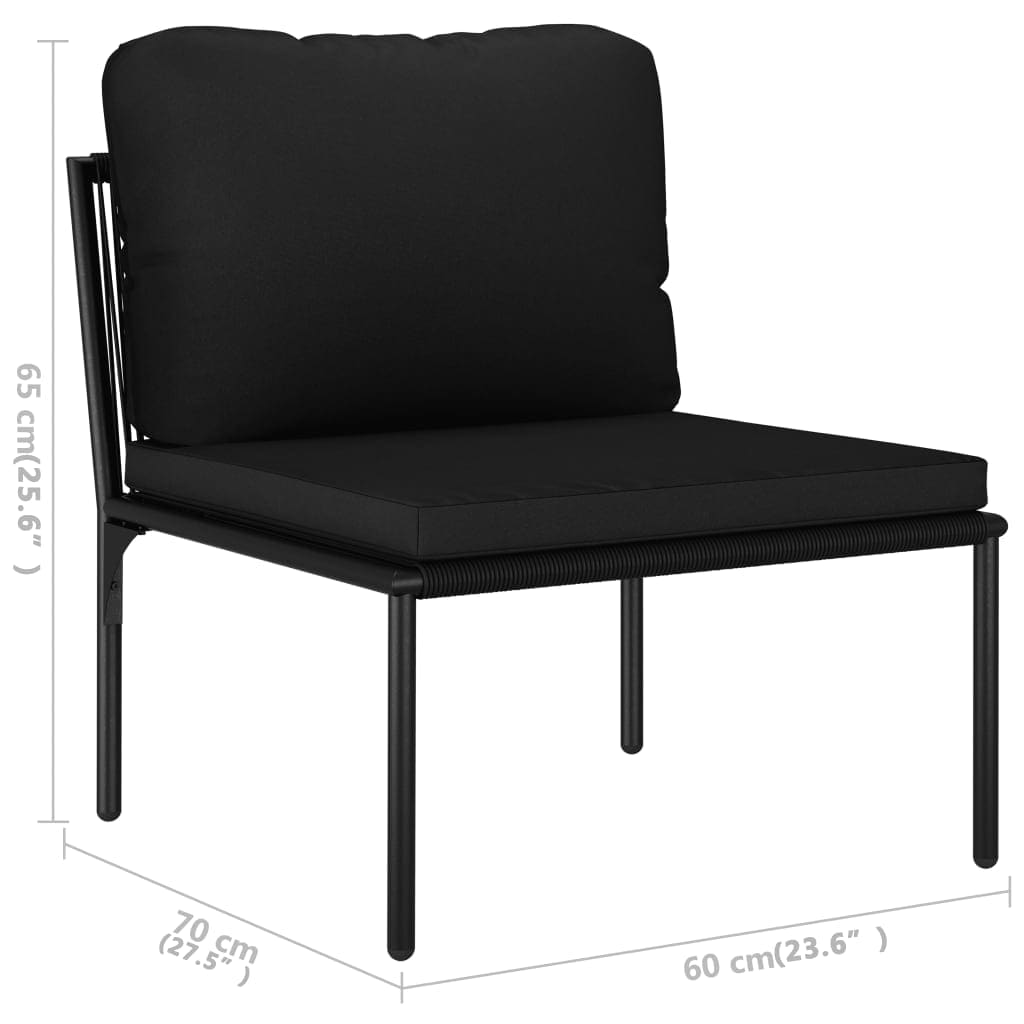 3-dijelna vrtna garnitura s jastucima crna PVC