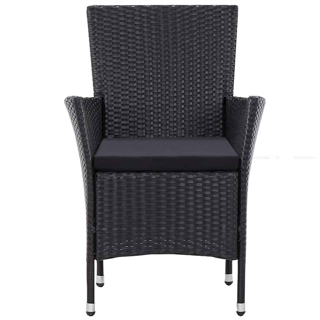 5-dijelni vrtni blagovaonski set od poliratana crni Crna Dužina stola 90 cm
