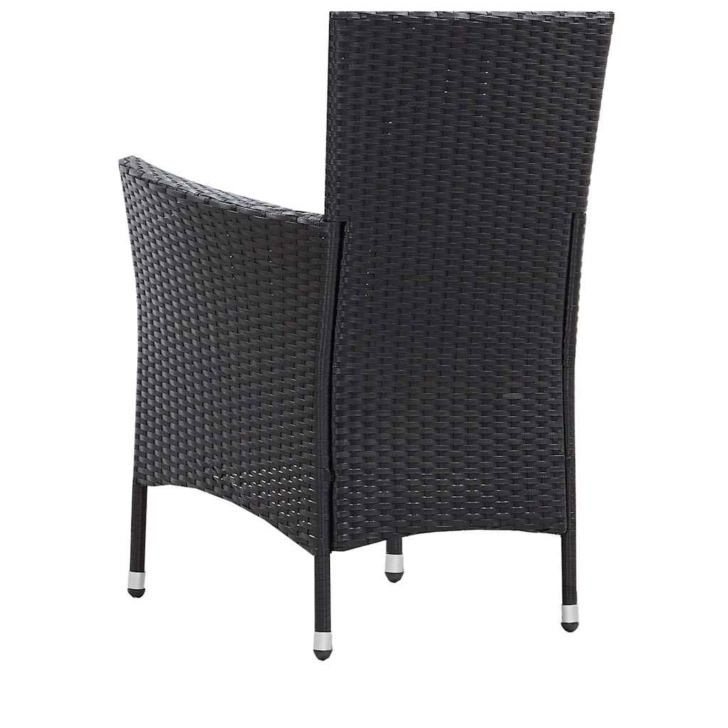 5-dijelni vrtni blagovaonski set od poliratana crni Crna Dužina stola 90 cm