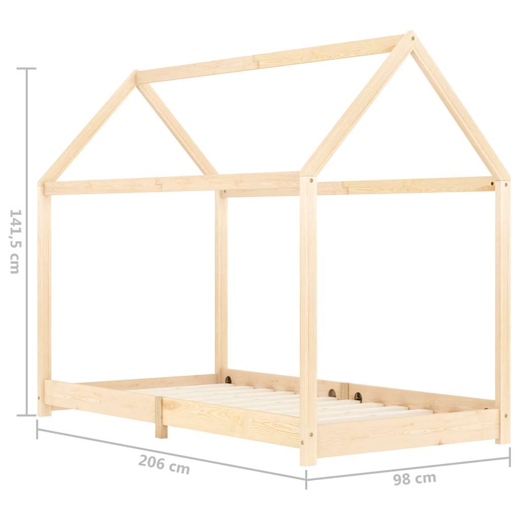Okvir za dječji krevet od masivne borovine 90 x 200 cm