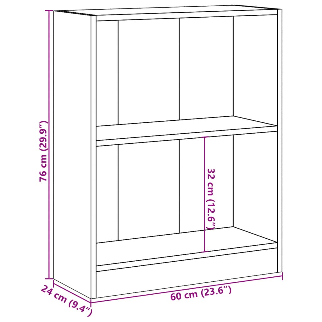 Polica za knjige boja betona 60x24x76 cm konstruirano drvo