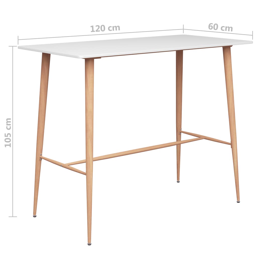 Barski stol bijeli 120 x 60 x 105 cm
