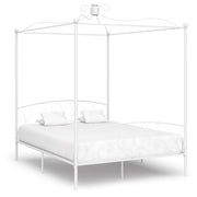 Okvir za krevet s nadstrešnicom bijeli metalni 160 x 200 cm
