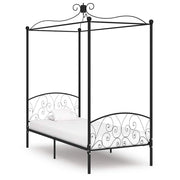 Okvir za krevet s nadstrešnicom crni metalni 100 x 200 cm