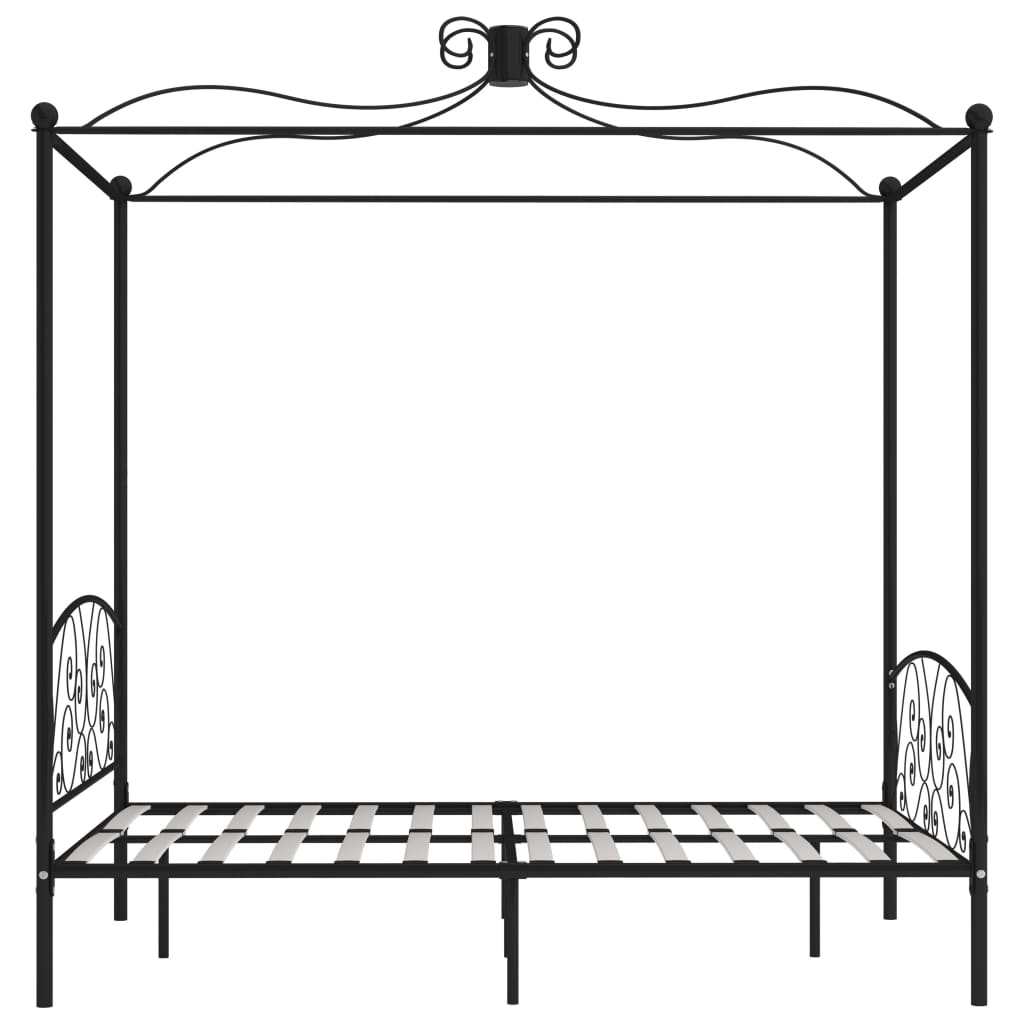 Okvir za krevet s nadstrešnicom crni metalni 140 x 200 cm