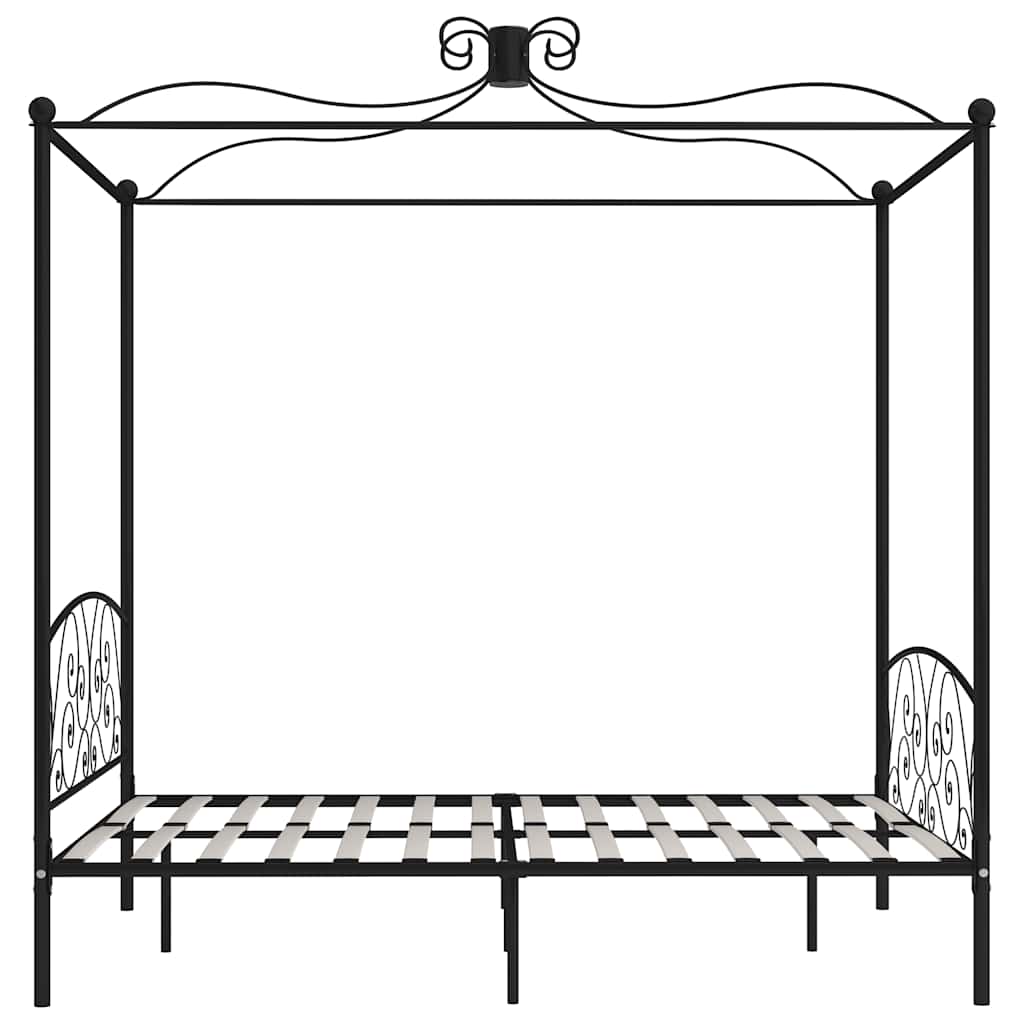 Okvir za krevet s nadstrešnicom crni metalni 180 x 200 cm