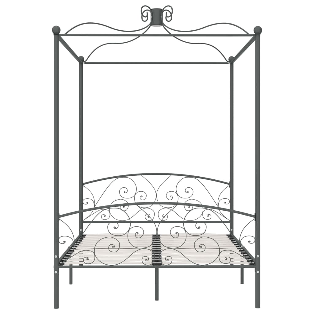 Okvir za krevet s nadstrešnicom sivi metalni 140 x 200 cm