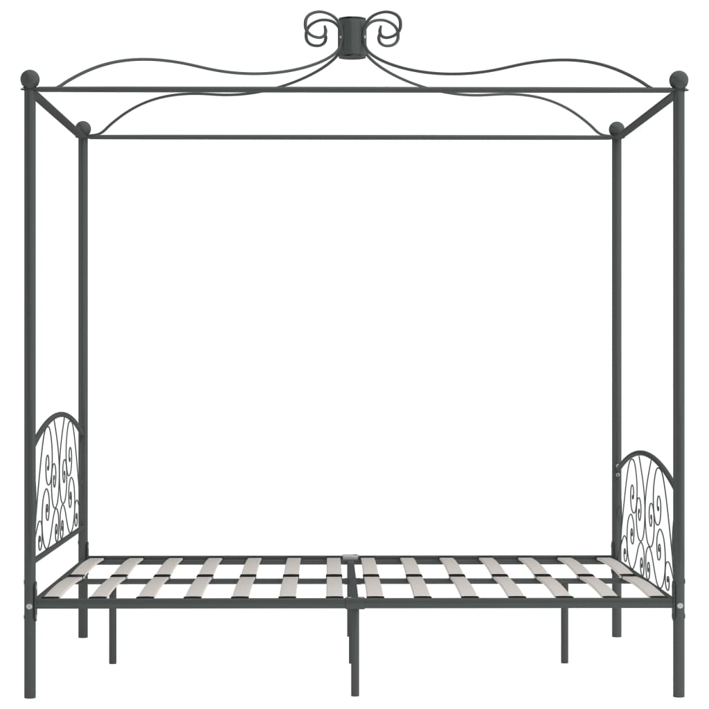 Okvir za krevet s nadstrešnicom sivi metalni 140 x 200 cm