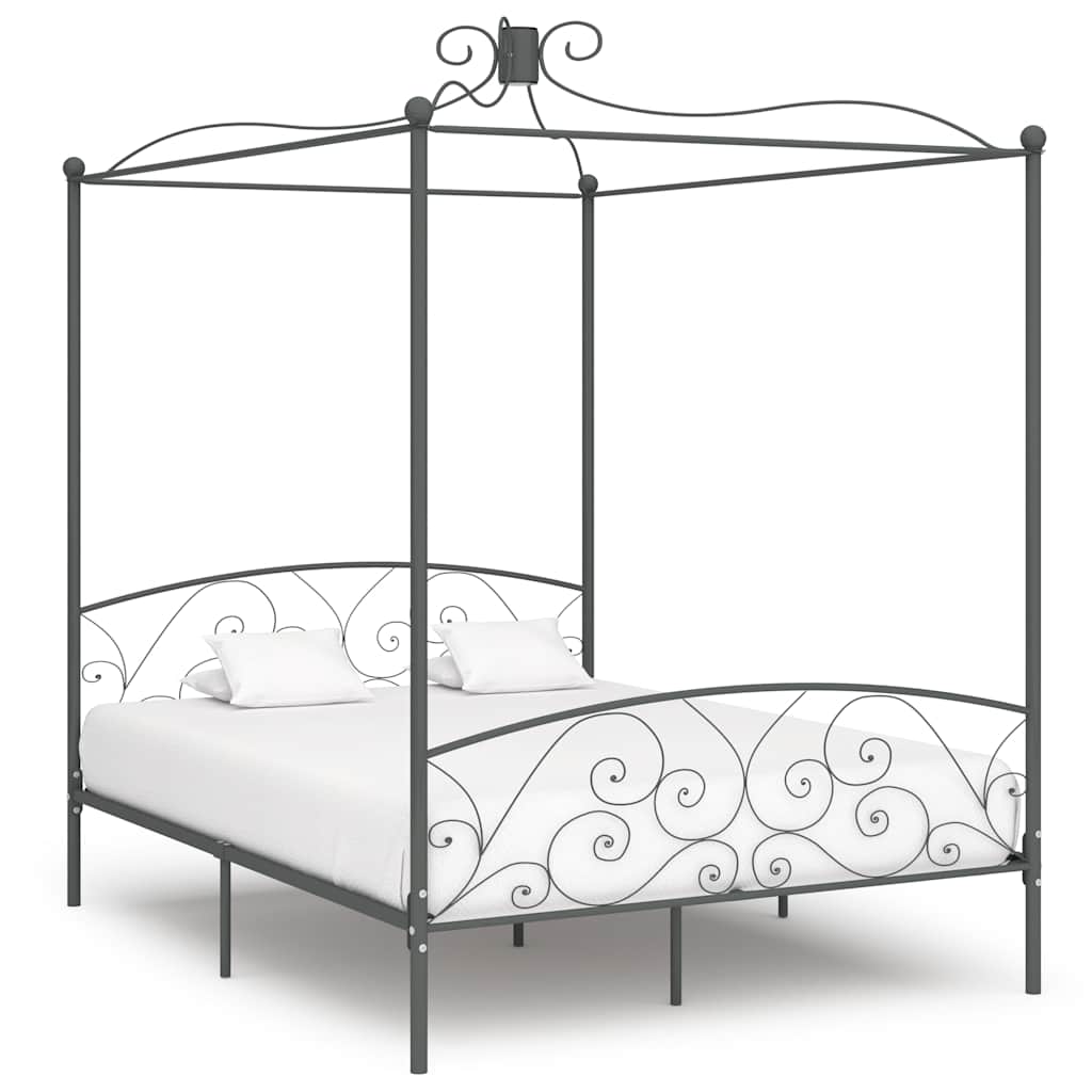 Okvir za krevet s nadstrešnicom sivi metalni 180 x 200 cm