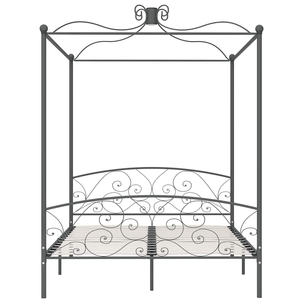 Okvir za krevet s nadstrešnicom sivi metalni 180 x 200 cm