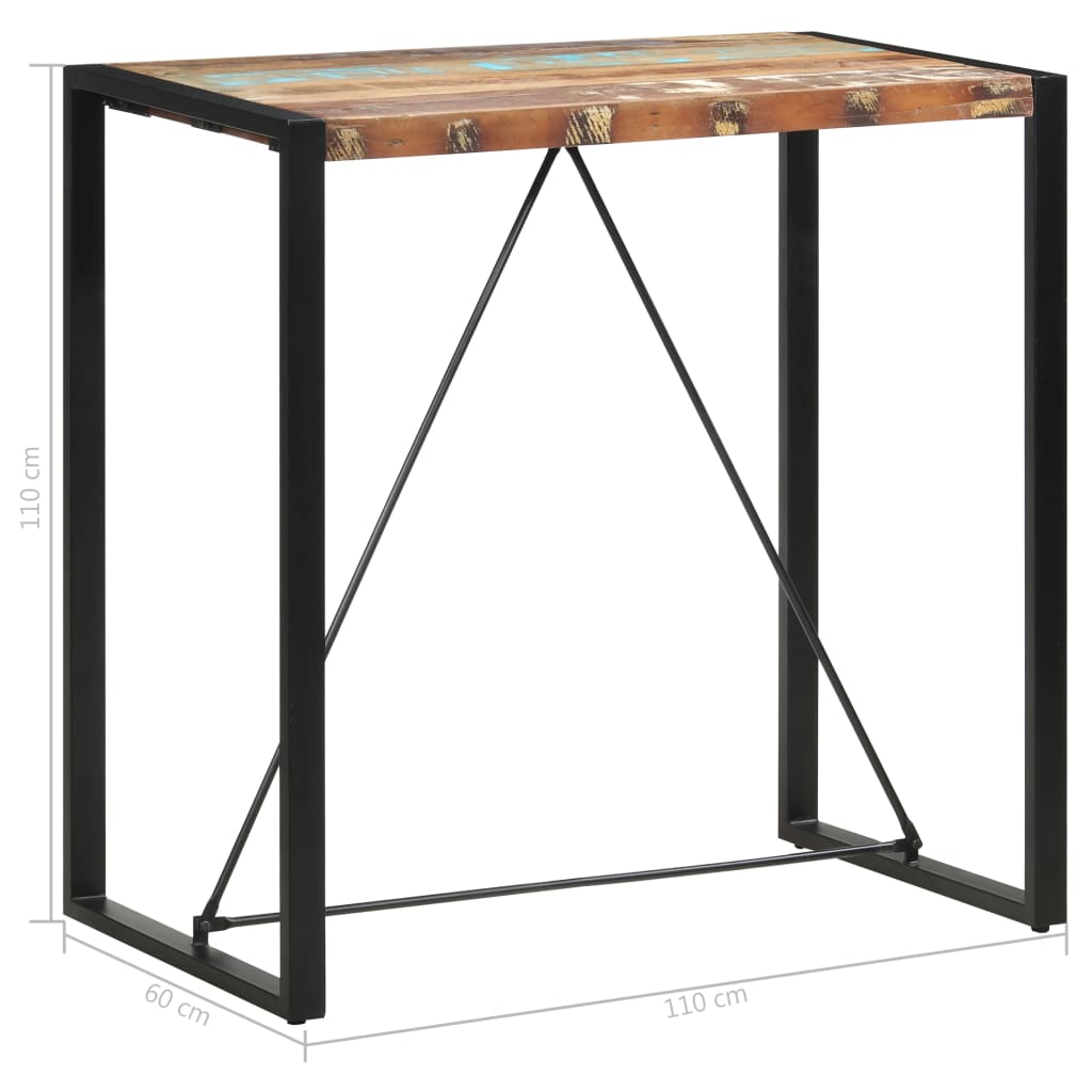 Barski stol od masivnog obnovljenog drva 110 x 60 x 110 cm