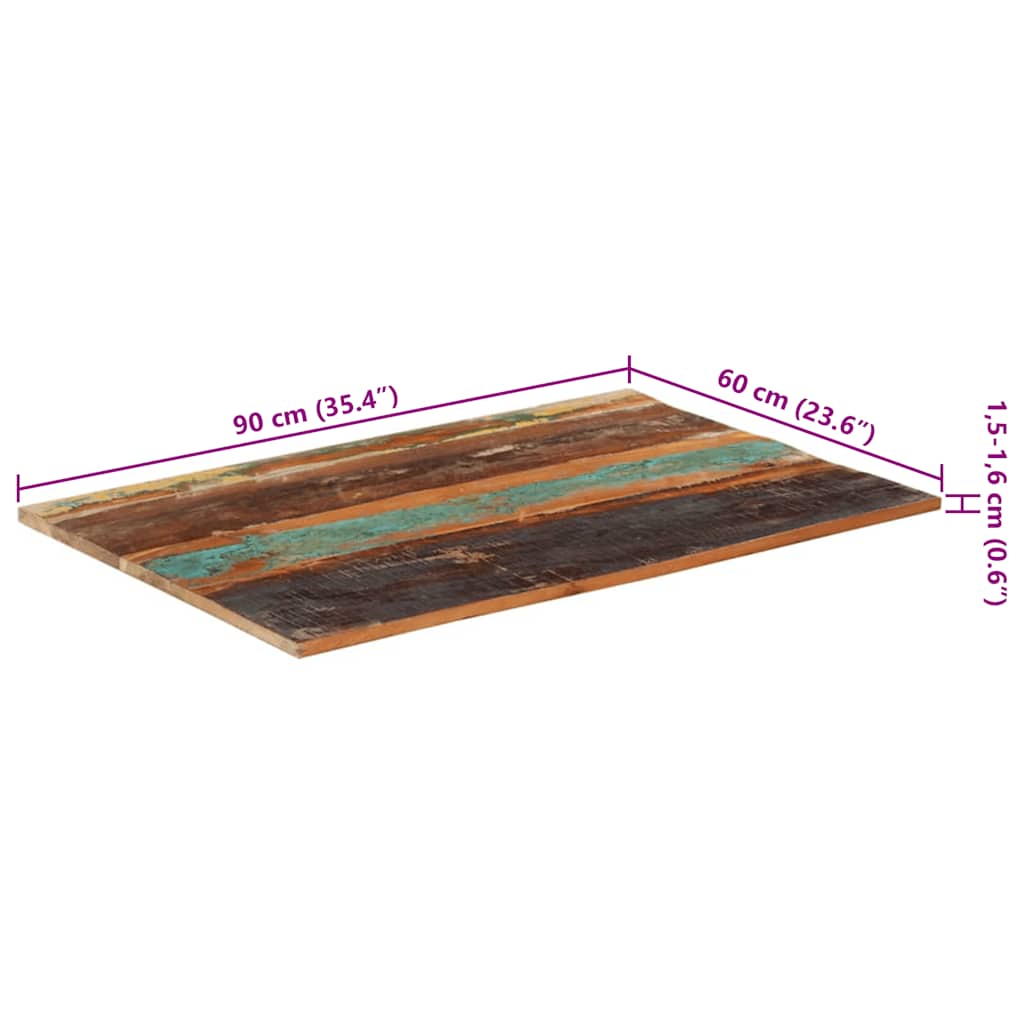 Pravokutna stolna ploča 60 x 90 cm 15 - 16 mm obnovljeno drvo