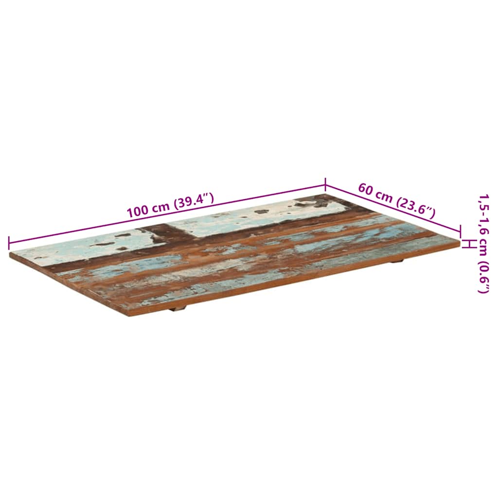 Pravokutna stolna ploča 60 x 100 cm 15 - 16 mm obnovljeno drvo