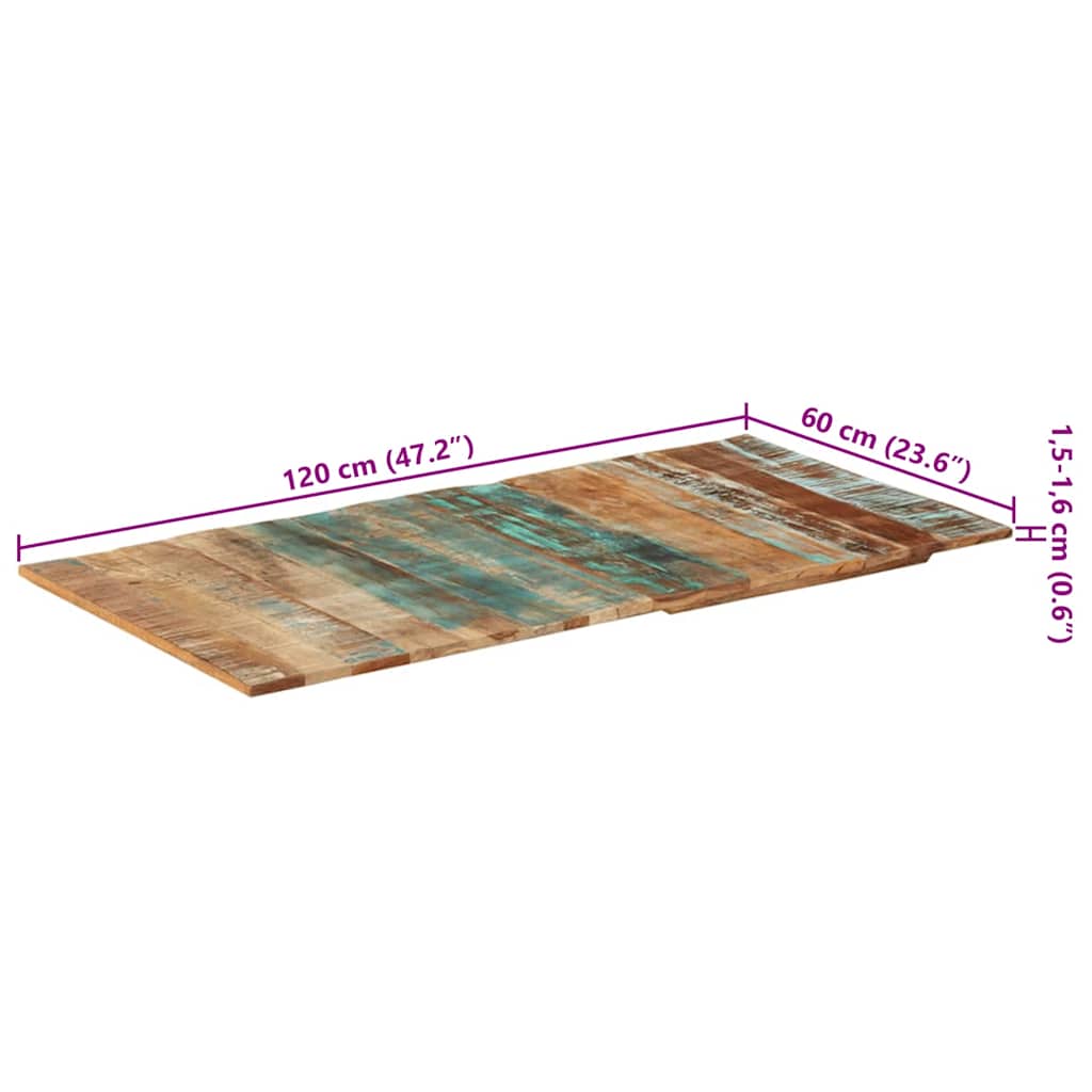 Pravokutna stolna ploča 60 x 120 cm 15 - 16 mm obnovljeno drvo