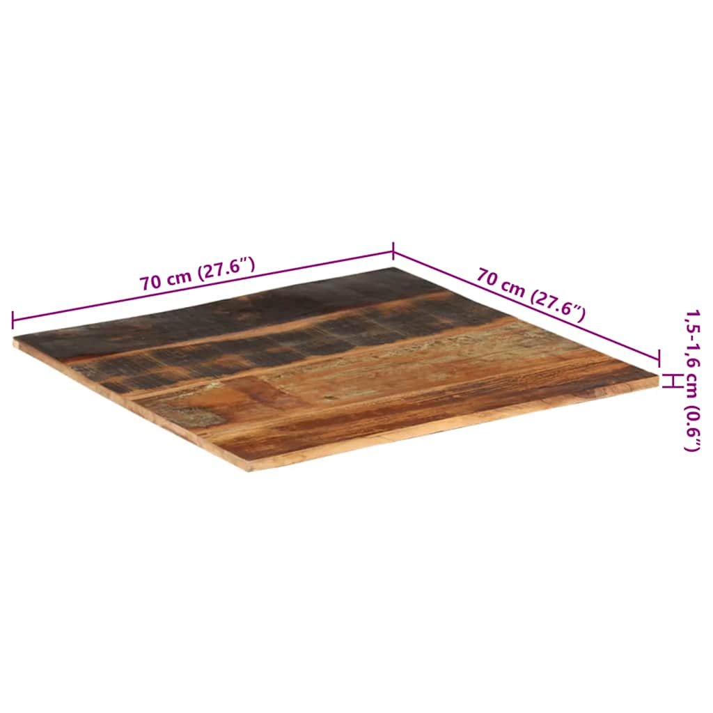 Četvrtasta stolna ploča 70x70 cm 15 - 16 mm od obnovljenog drva