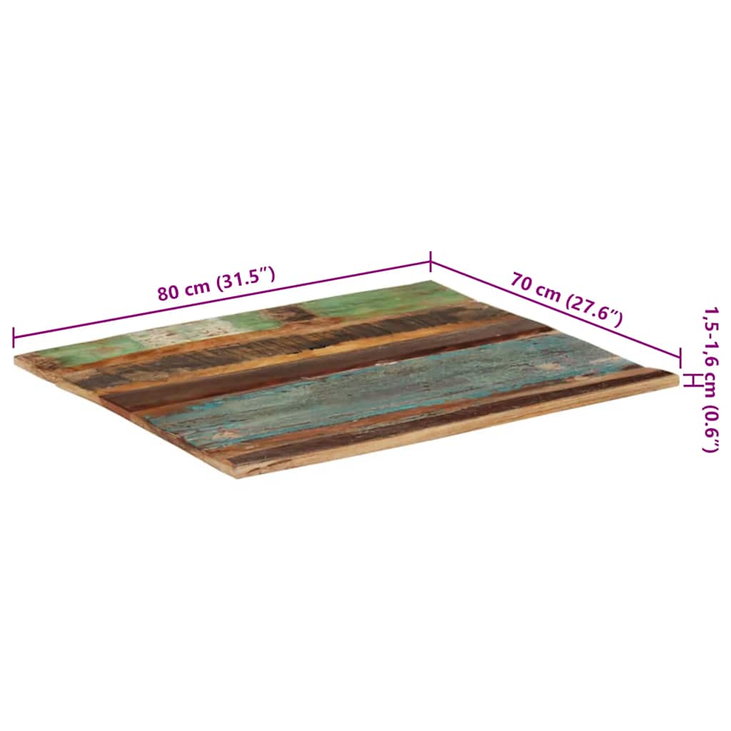 Pravokutna stolna ploča 70 x 80 cm 15 - 16 mm obnovljeno drvo