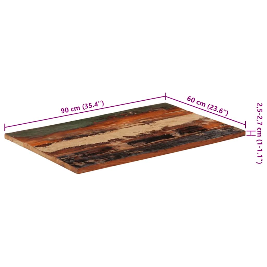 Pravokutna stolna ploča 60 x 90 cm 25 - 27 mm obnovljeno drvo