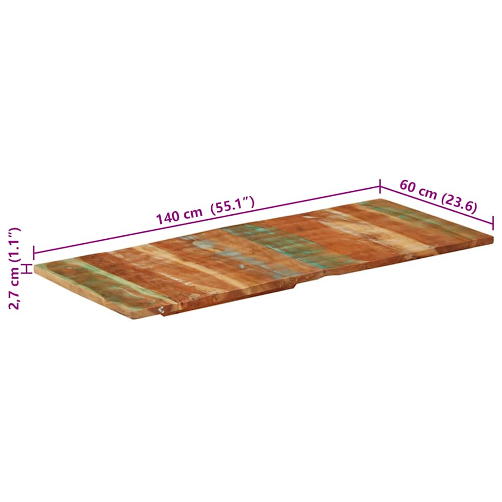 Pravokutna stolna ploča 60 x 140 cm 25 - 27 mm obnovljeno drvo