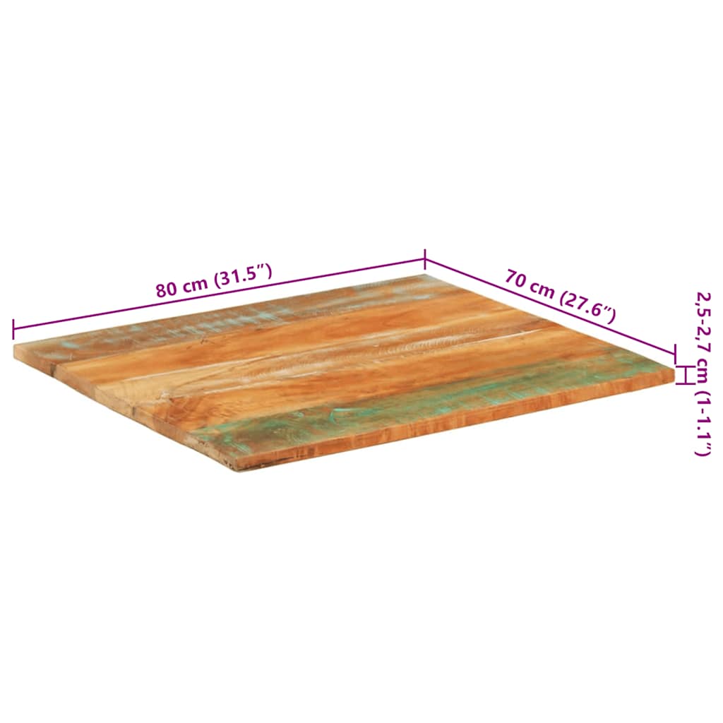 Pravokutna stolna ploča 70 x 80 cm 25 - 27 mm obnovljeno drvo