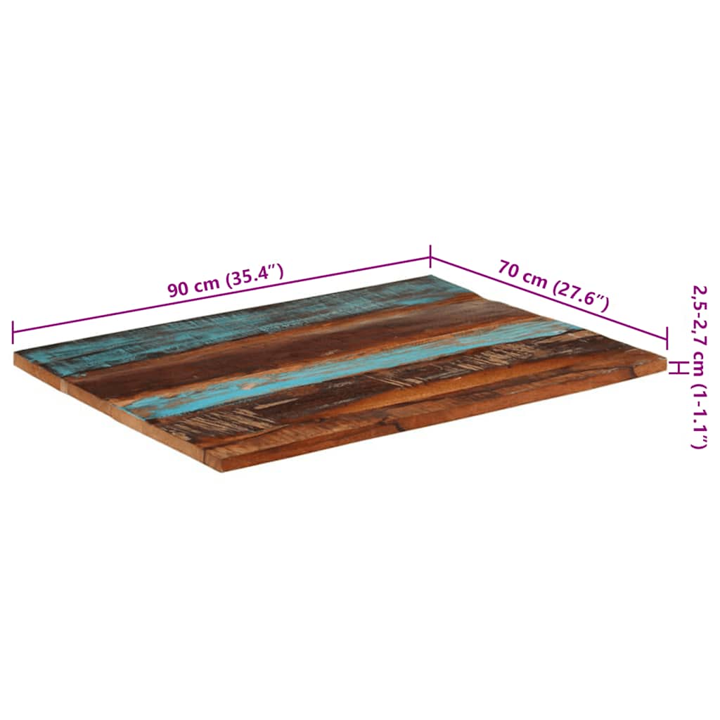 Pravokutna stolna ploča 70 x 90 cm 25 - 27 mm obnovljeno drvo