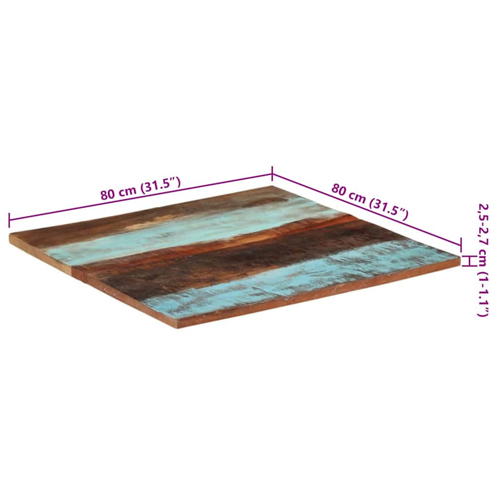 Četvrtasta stolna ploča 80x80 cm 25 - 27 mm od obnovljenog drva