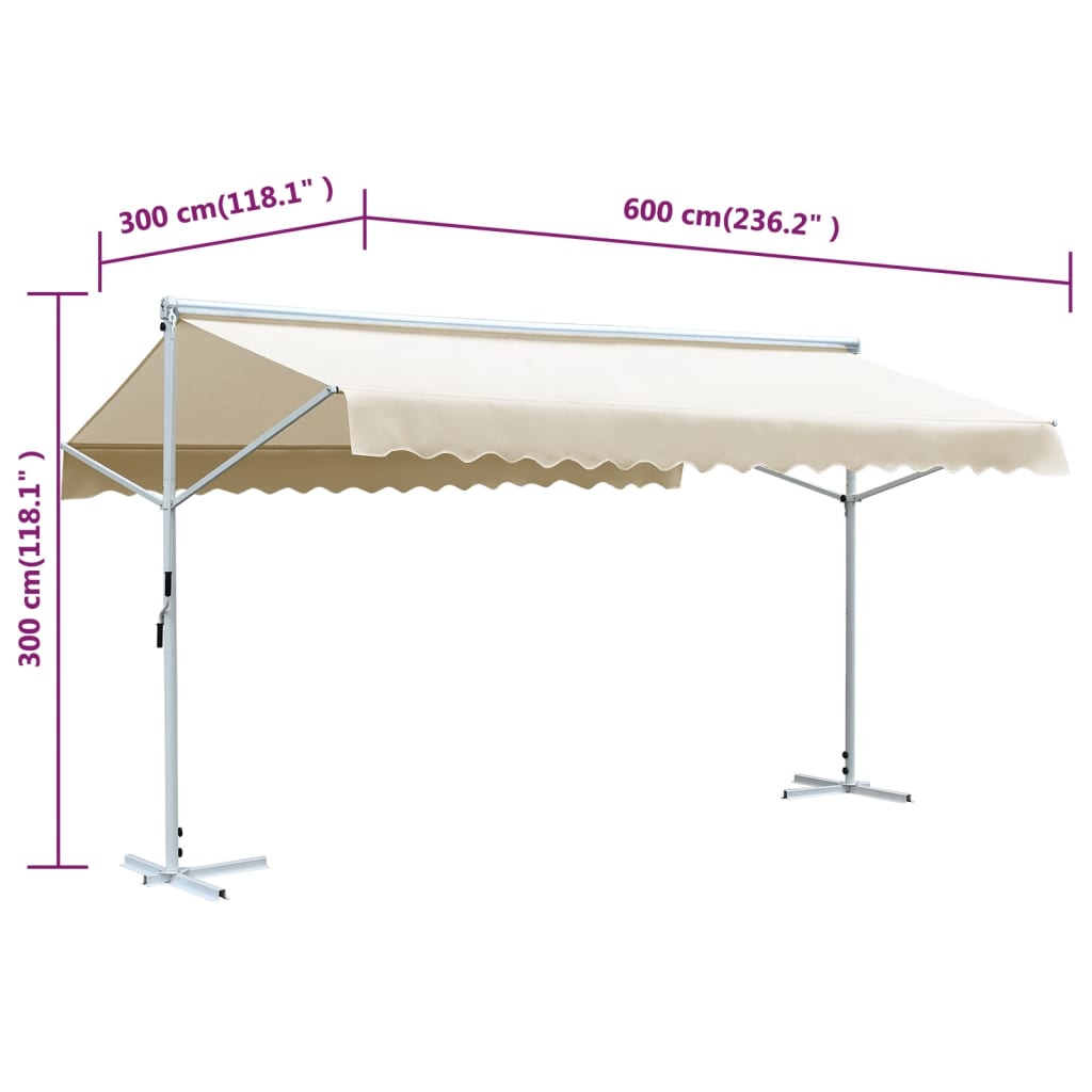 Samostojeća tenda 600 x 300 cm krem