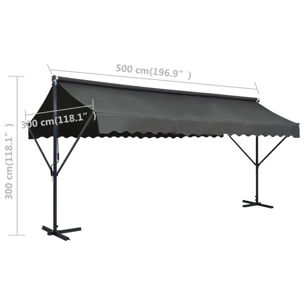 Samostojeća tenda 500 x 300 cm antracit