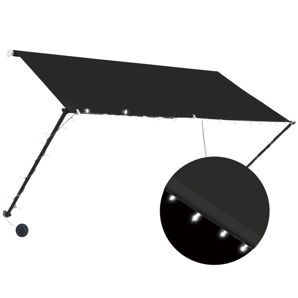 Tenda na uvlačenje s LED svjetlima 250 x 150 cm antracit