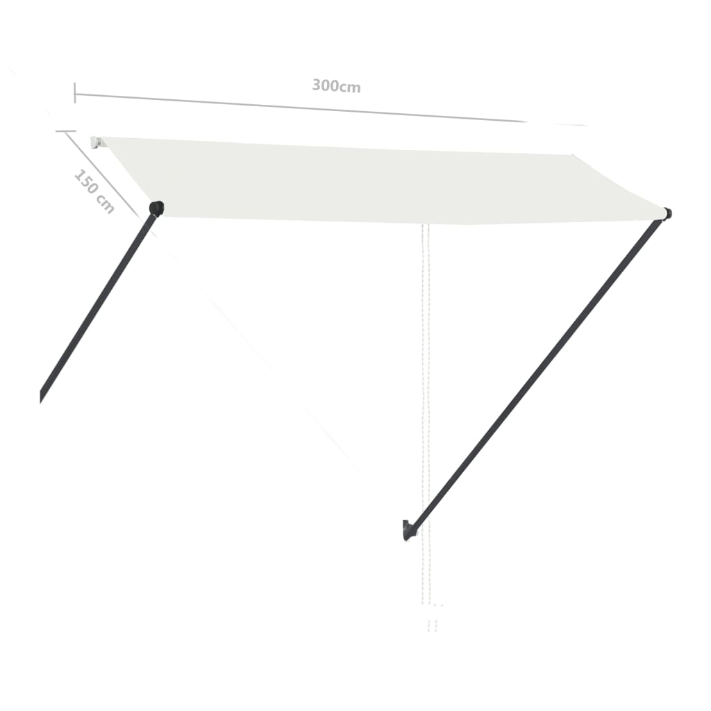 Tenda na uvlačenje s LED svjetlima 300 x 150 cm krem