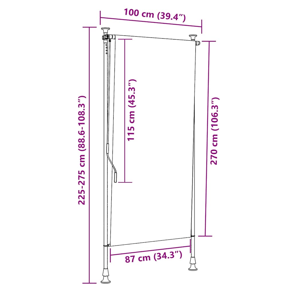 Vanjska roleta 100 x 270 cm antracit