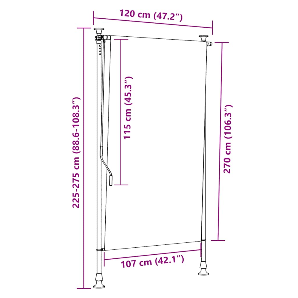 Vanjska roleta 120 x 270 cm antracit
