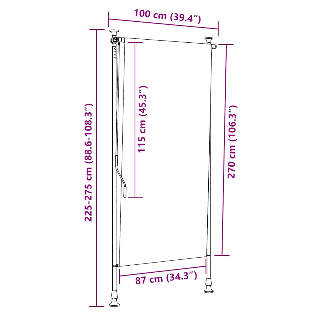Vanjska roleta 100 x 270 cm krem