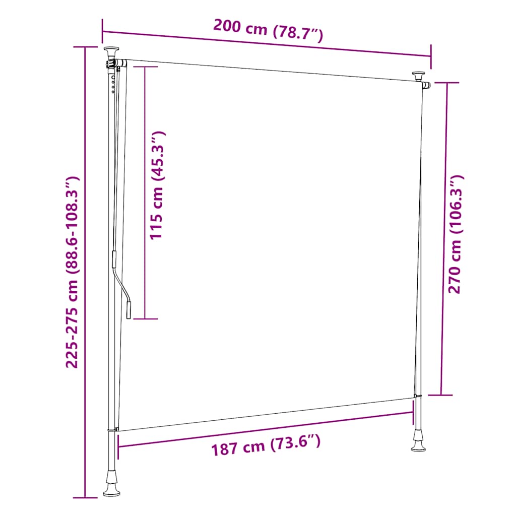 Vanjska roleta 200 x 270 cm krem